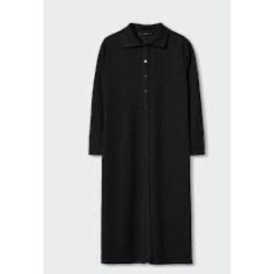 Mango MNG ribbed long black cardigan